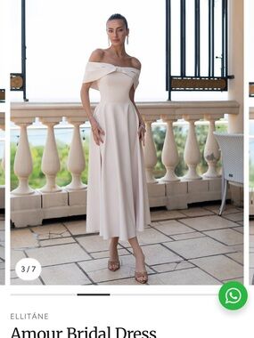 Off-Shoulder Cream Midi Dress